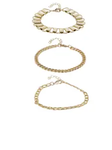 OOMPH Women Pack of 3 Gold-Plated Link Bracelets