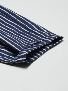 MBeautiful Women Blue Striped Organic Cotton Lounge Pants
