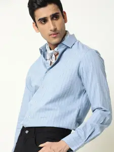 RARE RABBIT Men Thermo Slim Fit Striped Formal Shirt