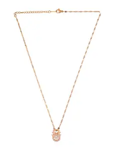 LAIDA Women Rose Gold-Plated & White AD Studded Pendant With Chain