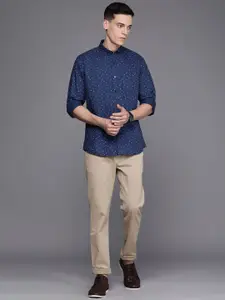 Louis Philippe Sport Men Blue Slim Fit Printed Pure Cotton Casual Shirt