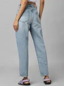 ONLY Women Blue High-Rise Mildly Distressed Heavy Fade Jeans