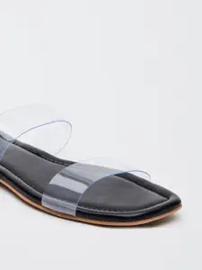 Tokyo Talkies Women Black & Transparent Open Toe Flats