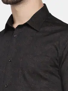 Blackberrys Men Brown Slim Fit Floral Printed Formal Shirt