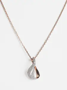 Clara Women 925 Sterling Silver Rose Gold-Plated & White Pendant With Chain