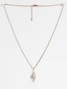 Clara Women 925 Sterling Silver Rose Gold Plated & White Pendant With Chain