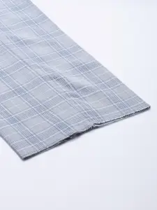 Louis Philippe Men Blue Checked Slim Fit Formal Trousers