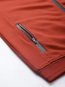 Louis Philippe Men Rust Brown Solid Knitted Sweatshirt