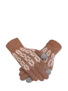 LOOM LEGACY Men Brown Patterned Hand Gloves