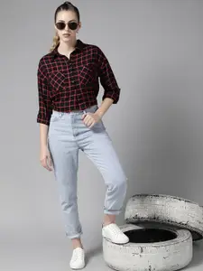 Roadster Women Black & Red Checked Casual Shirt