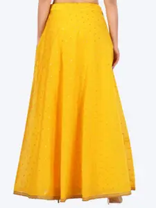 Studio Shringaar Women Yellow Embellished Flared Skirt Lehenga
