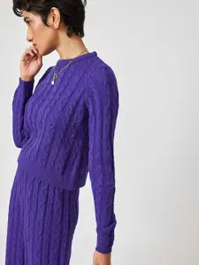 The Label Life Women Purple Cable Knit Top