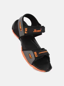 Paragon Men Orange & Black Sports Sandals