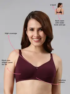 Enamor Non Padded Non-Wired Full Coverage Comfort Shaper with Removable Straps T-Shirt Bra