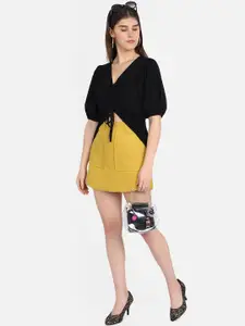 MARZENI Women Black Solid Crop Top