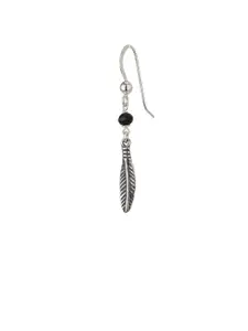 VANBELLE Women Silver-Toned & Black Leaf Shaped Drop Earrings