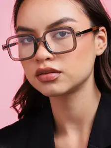 HAUTE SAUCE by  Campus Sutra HAUTE SAUCE by Campus Sutra Women Clear Lens Rectangle Sunglasses with Polarised Lens