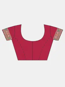 Soch Red & Gold-Toned Embroidered Silk Blend Tussar Saree