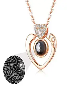 UNIVERSITY TRENDZ Stainless Steel Black & White Rose Gold-Plated Stone Studded Pendant