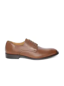 Geox Men Brown Solid Leather Formal Derbys