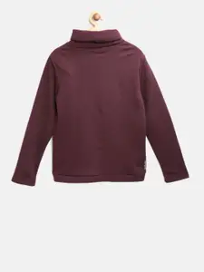 HRX by Hrithik Roshan Girls Burgundy Self Design Sweatshirt