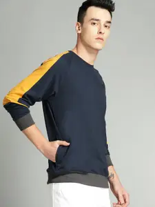 The Roadster Lifestyle Co Men Navy Blue Solid Sweatshirt