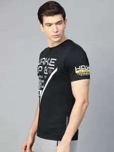 HRX by Hrithik Roshan Men Black & White Training Regular Fit Printed T-shirt