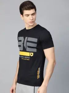 HRX by Hrithik Roshan Men Black & Grey Training Regular Fit T-shirt