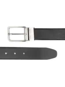 Tommy Hilfiger Men Black & Burgundy Solid Formal Leather Belt