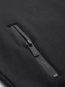 WROGN Men Black Slim Fit Solid Hooded Pullover Sweatshirt