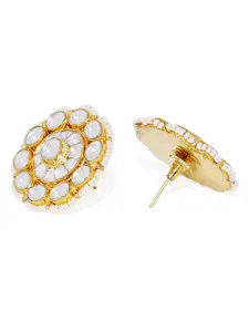 AccessHer Gold-Toned & White Circular Studs