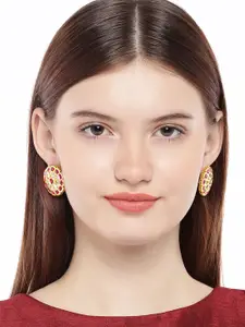 AccessHer Gold-Toned & Pink Circular Studs