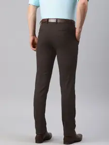 Peter England Men Brown Neo Slim Fit Solid Formal Trousers