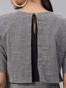 Van Heusen Woman Women Black & White Self Design Sheath Dress