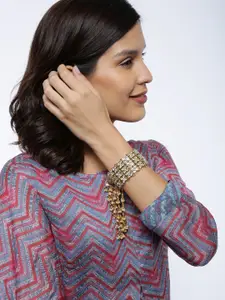 Zaveri Pearls Austrian Diamonds And Pearls Studded Charm Bracelet