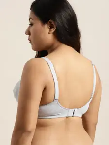 Sztori Plus Size Grey Melange Solid Non-Wired Non Padded Everyday Bra SZ-BRA-709D