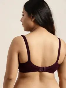 Sztori Plus Size Burgundy Solid Non-Wired Non Padded Everyday Bra SZ-BRA-708D