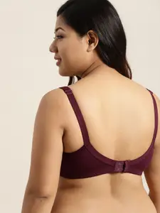 Sztori Plus Size Maroon Lace Non-Wired Non Padded Everyday Bra SZ-BRA-715E