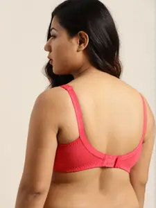 Sztori Plus Size Coral Red Lace Non-Wired Non Padded Everyday Bra SZ-BRA-704E