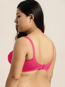 Sztori Plus Size Magenta Lace Plus Size Non-Wired Non Padded Everyday Bra SZ-BRA-704D