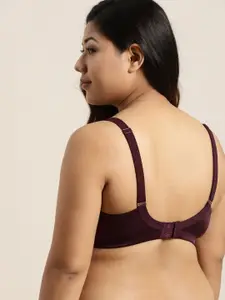 Sztori Plus Size Burgundy Lace Non-Wired Non Padded Everyday Bra SZ-BRA-705E
