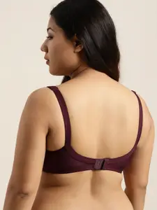 Sztori Plus Size Burgundy Solid Non-Wired Non Padded Everyday Bra SZ-BRA-703C