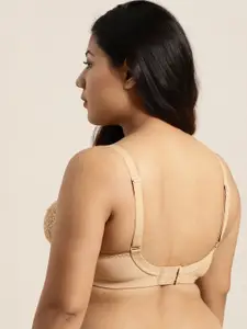 Sztori Plus Size Beige Lace Non-Wired Non Padded Everyday Bra SZ-BRA-705B
