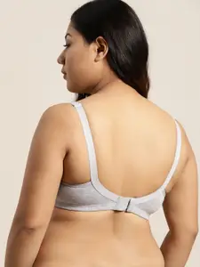 Sztori Plus Size Grey Melange Solid Non-Wired Non Padded Everyday Bra SZ-BRA-708F