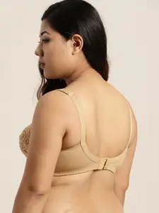 Sztori Plus Size Beige Lace Non-Wired Non Padded Everyday Bra SZ-BRA-704B