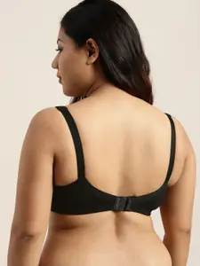 Sztori Plus Size Black Solid Non-Wired Non Padded Everyday Bra SZ-BRA-715A