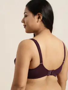 Sztori Plus Size Burgundy Solid Non-Wired Non Padded Everyday Bra SZ-BRA-709C