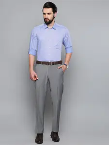 Louis Philippe Men Blue & White Slim Fit Self Checked Formal Shirt