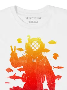THREADCURRY Boys White Adventure Peace Print Tshirt