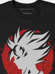 THREADCURRY Boys Black Anime Print Tshirt